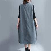 Buddha Stones Commute Solid Color Crew Neck Women's Sleeveless Cotton Midi Dress With Pockets - image 25