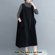 Buddha Stones Commute Solid Color Crew Neck Women's Sleeveless Cotton Midi Dress With Pockets - image 16