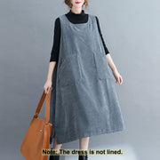 Buddha Stones Commute Solid Color Crew Neck Women's Sleeveless Cotton Midi Dress With Pockets - image 23