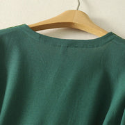 Buddha Stones Patched Color Block Desgin Cotton Women's Long Sleeve Midi Dress With Pockets - image 3