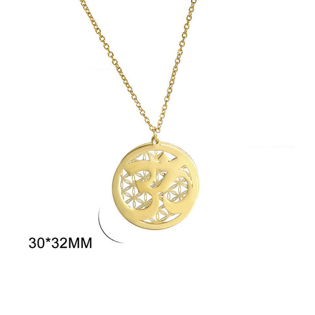 FREE Today: Mindfulness Connection Om Symbol Hollow Flower Design Stainless Steel Necklace Pendant - image 12