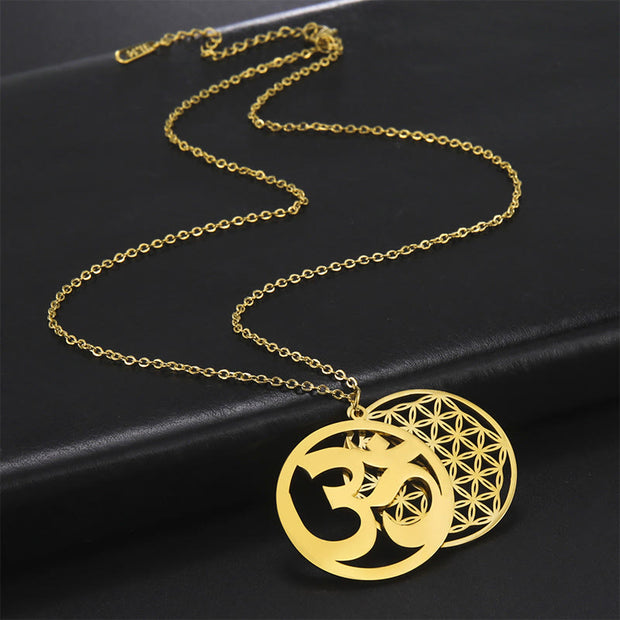 FREE Today: Mindfulness Connection Om Symbol Hollow Flower Design Stainless Steel Necklace Pendant - image 10