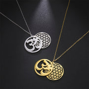 FREE Today: Mindfulness Connection Om Symbol Hollow Flower Design Stainless Steel Necklace Pendant - image 14