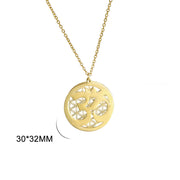 Buddha Stones Om Symbol Hollow Flower Design Stainless Steel Connection Necklace Pendant - image 12