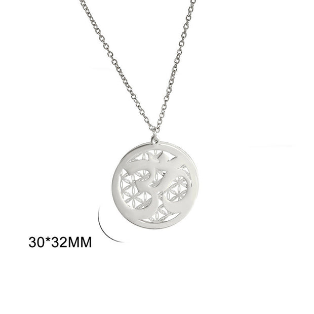FREE Today: Mindfulness Connection Om Symbol Hollow Flower Design Stainless Steel Necklace Pendant - image 4