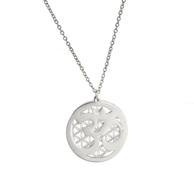 FREE Today: Mindfulness Connection Om Symbol Hollow Flower Design Stainless Steel Necklace Pendant - image 5
