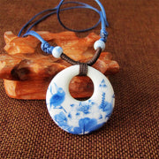 Buddha Stones Ethnic Peony Peach Blossoms Lotus Symbol Ceramics Necklace Enlightenment Pendant - Lotus - image 3