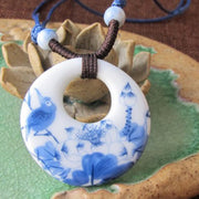 Buddha Stones Ethnic Peony Peach Blossoms Lotus Symbol Ceramics Necklace Enlightenment Pendant - image 6