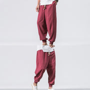 Buddha Stones Men's Plain Simple Drawstring Design Cotton Harem Pants With Pockets - image 11