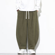 Buddha Stones Men's Plain Pure Cotton Corduroy Ankle-Length Harem Pants With Pockets - image 4