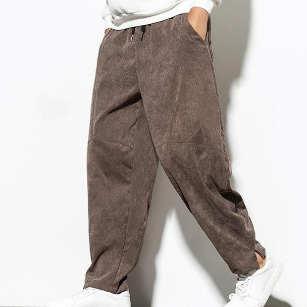Buddha Stones Fall Pure Color Men's Cotton Corduroy Tapered Pants With Pockets - image 29