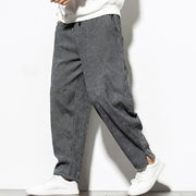 Buddha Stones Fall Pure Color Men's Cotton Corduroy Tapered Pants With Pockets - image 2