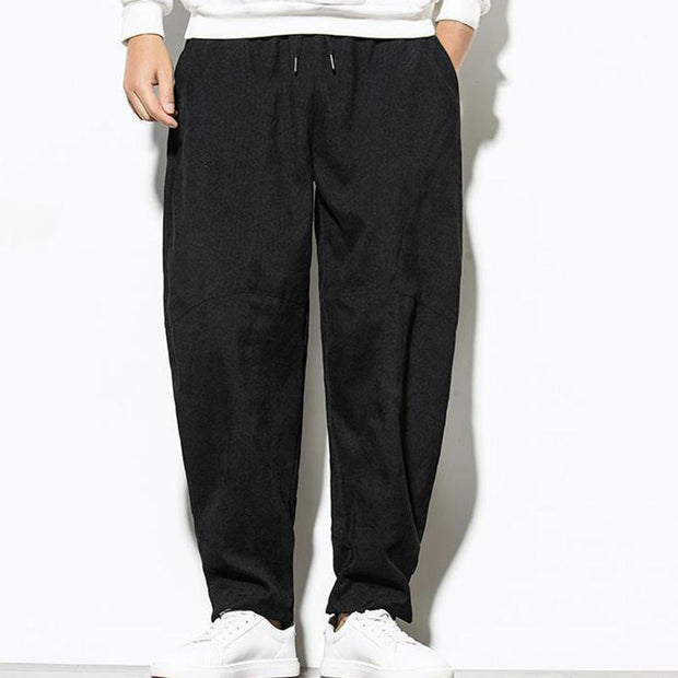 Buddha Stones Fall Pure Color Men's Cotton Corduroy Tapered Pants With Pockets - image 10