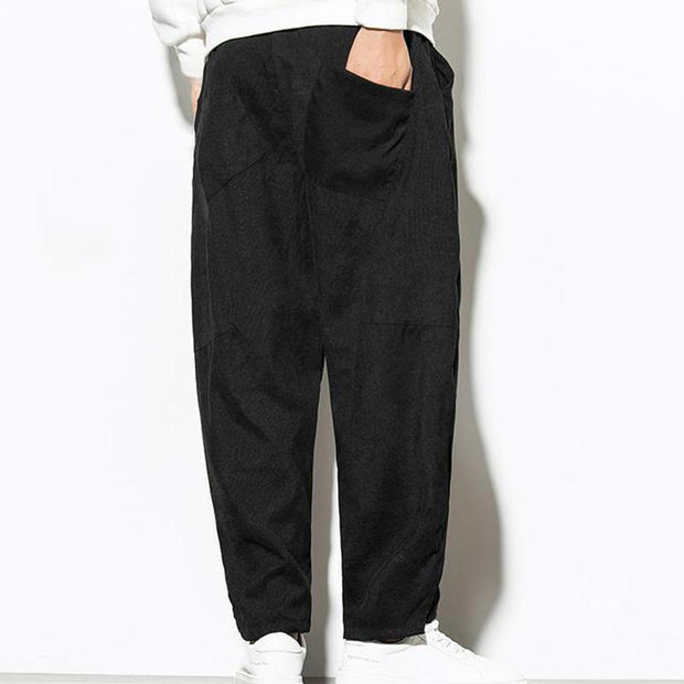 Buddha Stones Fall Pure Color Men's Cotton Corduroy Tapered Pants With Pockets - image 15
