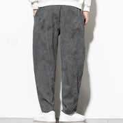 Buddha Stones Fall Pure Color Men's Cotton Corduroy Tapered Pants With Pockets - image 6