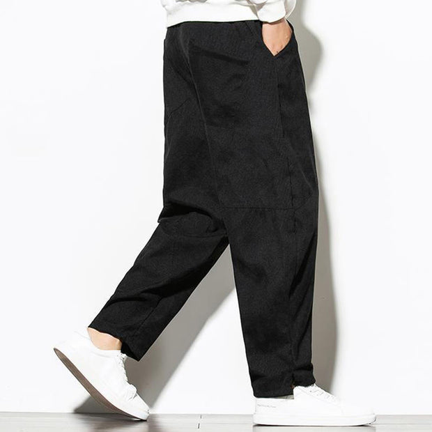 Buddha Stones Fall Pure Color Men's Cotton Corduroy Tapered Pants With Pockets - image 16