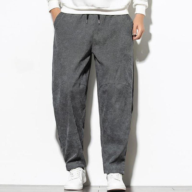 Buddha Stones Fall Pure Color Men's Cotton Corduroy Tapered Pants With Pockets - image 7