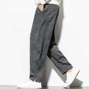 Buddha Stones Fall Pure Color Men's Cotton Corduroy Tapered Pants With Pockets - image 1