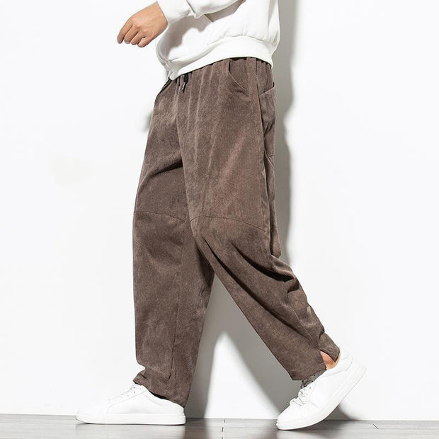 Buddha Stones Fall Pure Color Men's Cotton Corduroy Tapered Pants With Pockets - image 25