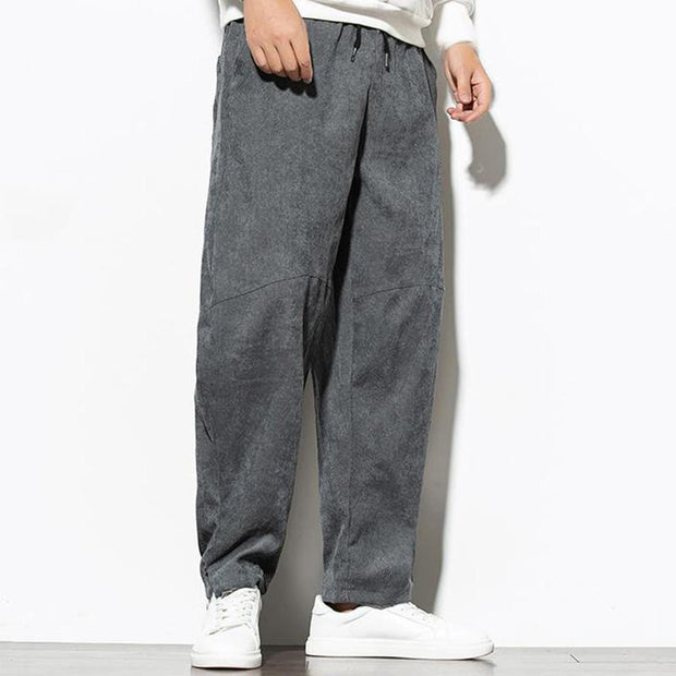 Buddha Stones Fall Pure Color Men's Cotton Corduroy Tapered Pants With Pockets - image 4