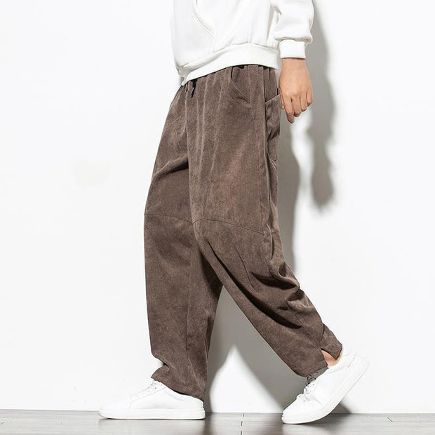 Buddha Stones Fall Pure Color Men's Cotton Corduroy Tapered Pants With Pockets - Chocolate - US/UK/AU46，EU56 (5XL) - image 22