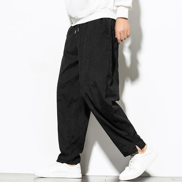 Buddha Stones Fall Pure Color Men's Cotton Corduroy Tapered Pants With Pockets - image 13