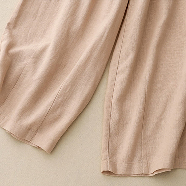 Buddha Stones Solid Color Cotton Women's Wide Leg Pants With Pockets - image 17