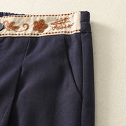 Buddha Stones Embroidery Pattern Polyester Women's Wide Leg Pants With Pockets - image 16