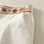 Buddha Stones Embroidery Pattern Polyester Women's Wide Leg Pants With Pockets - image 7