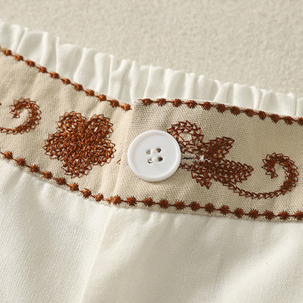 Buddha Stones Embroidery Pattern Polyester Women's Wide Leg Pants With Pockets - image 4