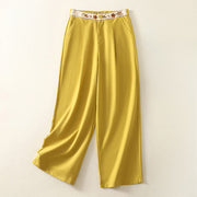 Buddha Stones Embroidery Pattern Polyester Women's Wide Leg Pants With Pockets - Gold - US12，UK/AU16，EU44 (2XL) - image 10