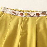 Buddha Stones Embroidery Pattern Polyester Women's Wide Leg Pants With Pockets - image 11