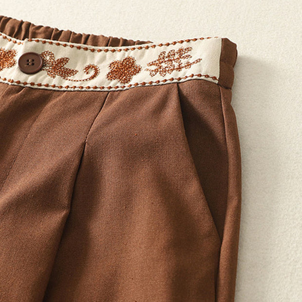 Buddha Stones Embroidery Pattern Polyester Women's Wide Leg Pants With Pockets - image 22