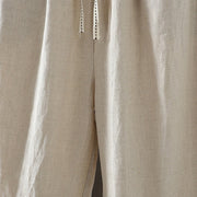 Buddha Stones Casual Splicing Color Rope Women's Cotton Straight-leg Pants With Pockets - image 8