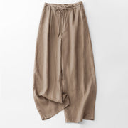Buddha Stones Casual Solid Color Rope Women's Cotton Pants With Pockets - BurlyWood - US8-10，UK/AU12-14，EU40-42 (2XL) - image 0