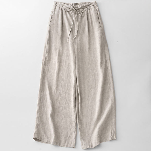 Buddha Stones Casual Solid Color Rope Women's Cotton Pants With Pockets - WhiteSmoke - US8-10，UK/AU12-14，EU40-42 (2XL) - image 14