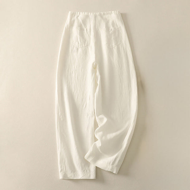 Buddha Stones Casual Plain Rope Women's Cotton Pants With Pockets - Linen - US8-10，UK/AU12-14，EU40-42 (2XL) - image 5