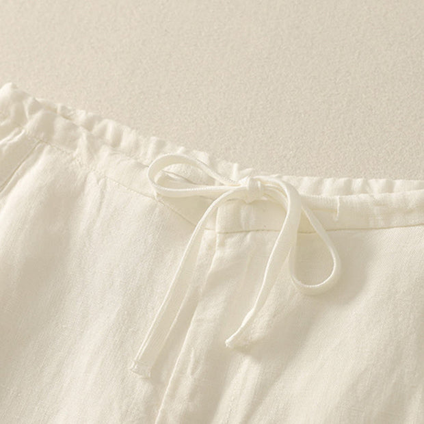Buddha Stones Casual Plain Rope Women's Cotton Pants With Pockets - image 10
