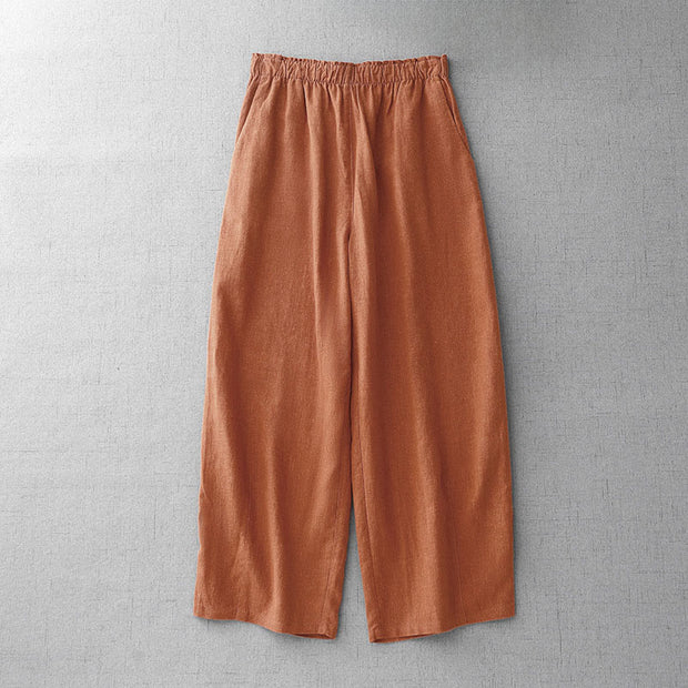 Buddha Stones Casual Plain Rope Women's Cotton 7-8 Length Pants With Pockets - Coral - US8-10，UK/AU12-14，EU40-42 (2XL) - image 9