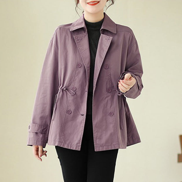 Buddha Stones Women's Long Sleeve Button Cotton Jacket - Plum - US14，UK/AU18，EU46 (2XL) - image 4