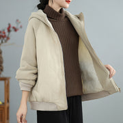 Buddha Stones Women's Long Sleevethickened Warm Hood Cotton Jacket With Pockets - image 1