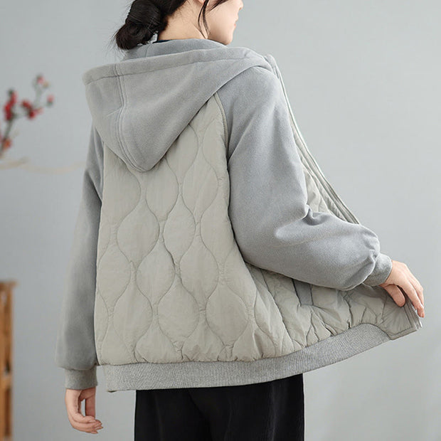 Buddha Stones Women's Long Sleevethickened Warm Hood Cotton Jacket With Pockets - image 12