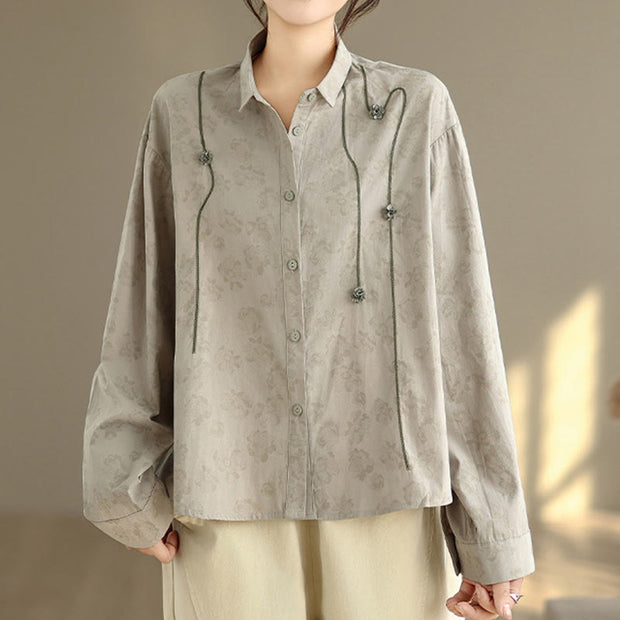 Buddha Stones Casual Embroidered Florals Women's Long Sleeve Polyester Shirt - image 4