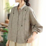 Buddha Stones Casual Embroidered Florals Women's Long Sleeve Polyester Shirt - image 2