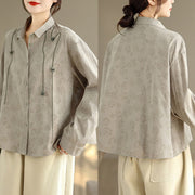 Buddha Stones Casual Embroidered Florals Women's Long Sleeve Polyester Shirt - image 3