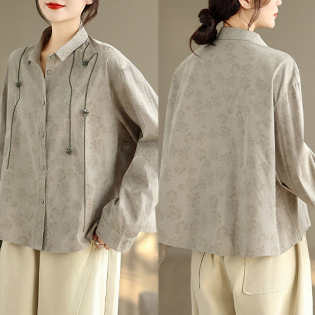 Buddha Stones Casual Embroidered Florals Women's Long Sleeve Polyester Shirt - image 3