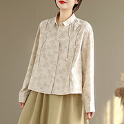 Buddha Stones Casual Embroidered Florals Women's Long Sleeve Polyester Shirt - OldLace - US8-10，UK/AU12-14，EU40-42 (2XL) - image 14