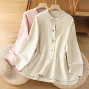 Buddha Stones Casual Frog-button Women's Long Sleeve Cotton Polyester Shirt - image 17