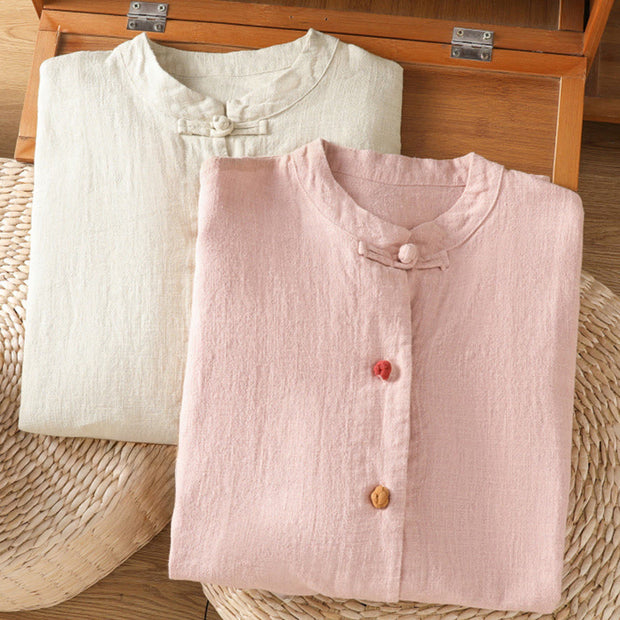 Buddha Stones Casual Frog-button Women's Long Sleeve Cotton Polyester Shirt - image 18