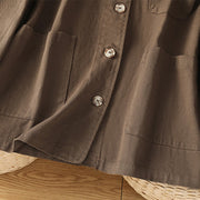 Buddha Stones Casual Women's Long Sleeve Stand Collar Cotton Polyester Shirt With Pockets - image 4